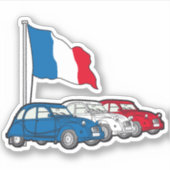 Sticker Vétéran 2CV Trio Drapeau France (Devant)
