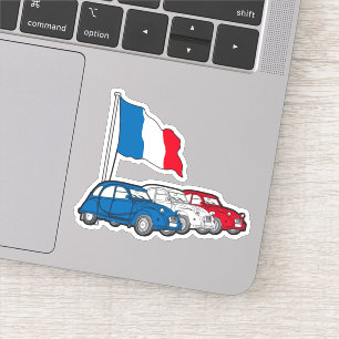 Sticker Vétéran 2CV Trio Drapeau France