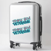 Sticker Vétérans Mercis ! Deux Aqua Bleu Rouge (Sur valise)