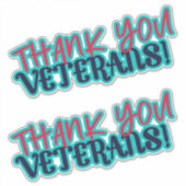 Sticker Vétérans Mercis ! Deux Aqua Bleu Rouge (Devant)