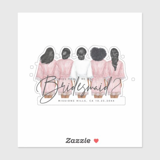 Sticker Veux-tu être ma demoiselle d'honneur? Filles en pe (Feuille)