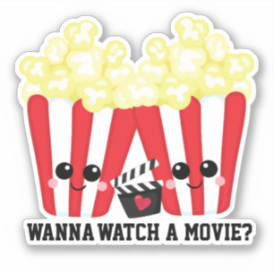 Sticker Veux-tu regarder un film drôle question kawaii pop