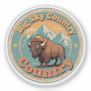 Sticker Vibe Western Montana Bison Cowboy Style Vintage