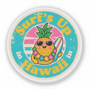 Sticker Vibes Aloha_ Surfeur Ananas Art Vintage Hawaïen