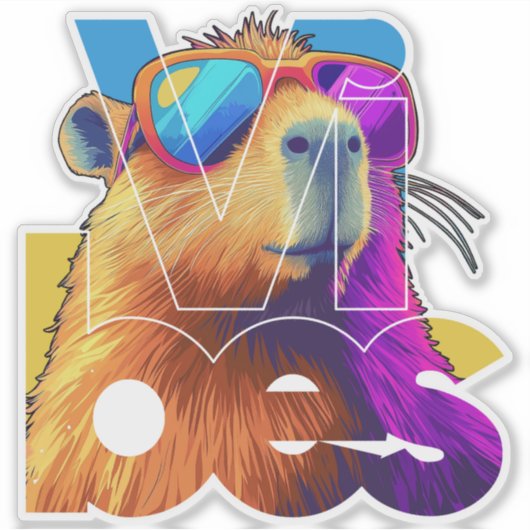 Sticker Vibes Capybara Retro Design (Devant)