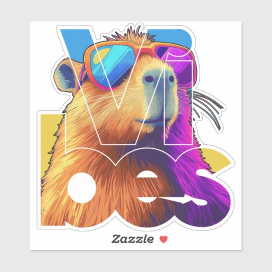Sticker Vibes Capybara Retro Design (Feuille)