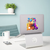 Sticker Vibes Capybara Retro Design (Ordinateur portable sur le bureau)