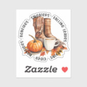 Sticker Vibes D'Automne Cosy - Bottes, Épices Citrouilles, (Feuille)
