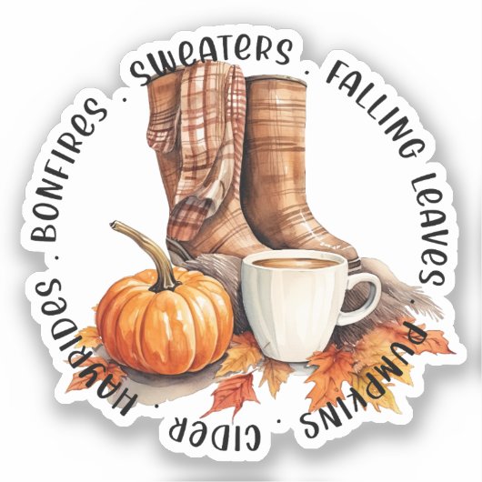 Sticker Vibes D'Automne Cosy - Bottes, Épices Citrouilles, (Recto)