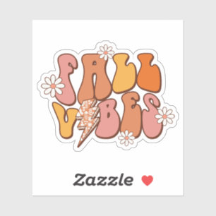 Sticker Vibes d'automne roses et orange rétro