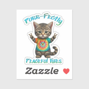 Sticker Vibes de chaton bohème hippie paisible