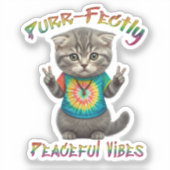 Sticker Vibes de chaton bohème hippie paisible (Recto)