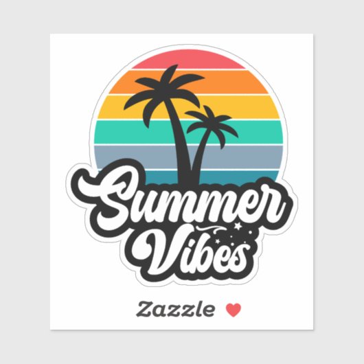 Sticker Vibes d'été avec design de palmiers (Feuille)