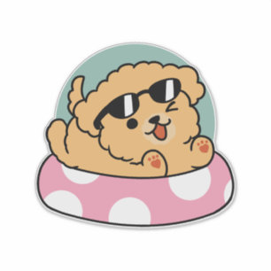 Sticker Vibes d'été Chien - Chiot flottant avec lunettes d