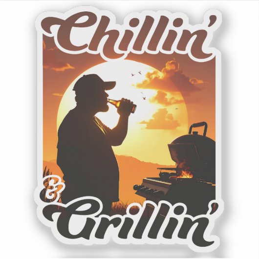 Sticker Vibes d'été Chillin' & Grillin' Silhouette (Devant)