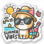 Sticker Vibes d'été pour chats amusants (Devant)