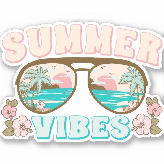 Sticker Vibes d'été Retro Boho (Devant)