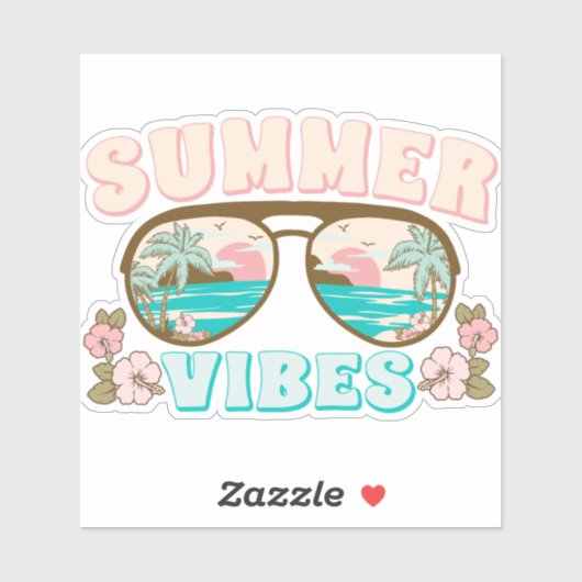 Sticker Vibes d'été Retro Boho (Feuille)