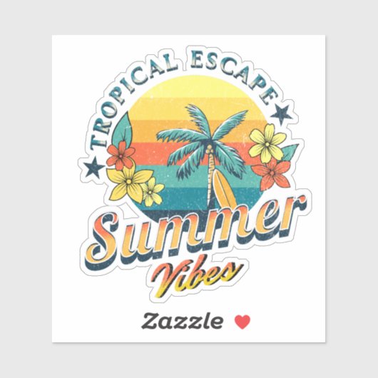 Sticker Vibes d'été - Saut tropical (Feuille)