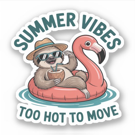 Sticker Vibes d'été Sloth Funny Lazy Float (Devant)