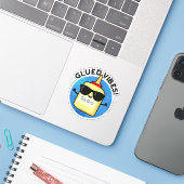 Sticker Vibes Gluées Funny Glue Pun (Ordinateur portable avec iPhone)