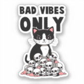 Sticker Vibes incorrectes uniquement - Chat et crânes (Recto)