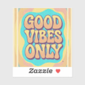Sticker Vibes positives uniquement style rétro funky (Feuille)