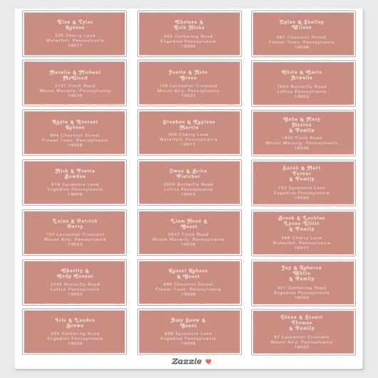 Sticker Vibes rétro simple Vibes Vieux Mariage Rose Adress (Feuille)