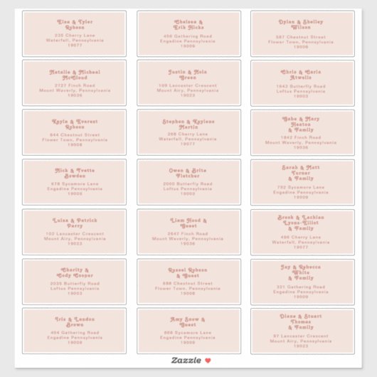 Sticker Vibes rétro simples | Blush Mariage - Adresse d'in (Feuille)