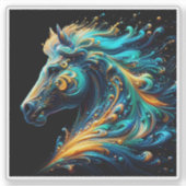Sticker Vibrant Abstract Horse Head Design (Devant)