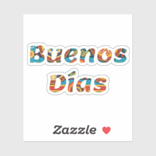 Sticker Vibrant Colorful Buenos Días Espagnol Bonjour