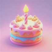 Sticker Vibrant gâteau d'anniversaire avec bougie (Devant)