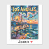 Sticker Vibrant Los Angeles Jetée Coucher de soleil Van Go (Feuille)