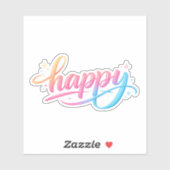 Sticker Vibrant Pastel Gradient HAPPY Typography - Modern (Feuille)