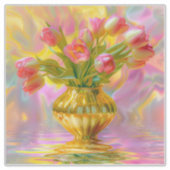 Sticker Vibrant Pink Tulips in Golden Vase (Devant)