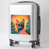 Sticker Vibrant Pop Art Cat Portrait (Sur valise)