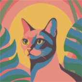 Sticker Vibrant Pop Art Cat Portrait (Devant)