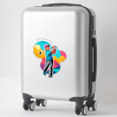 Sticker Vibrant Pop-Art Golfer Swinging a Driver on Green (Sur valise)