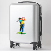 Sticker Vibrant Pop-Art Golfer Swinging a Driver on Green (Sur valise)