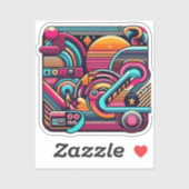 Sticker "Vibrant Retro Neon Geometry" (Feuille)