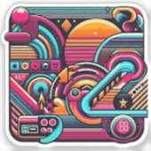 Sticker "Vibrant Retro Neon Geometry" (Recto)