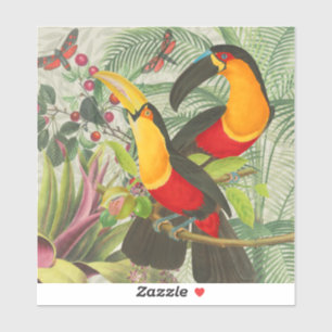 Sticker Vibrant Tropical Toucan Birds Art Exotic Jungle