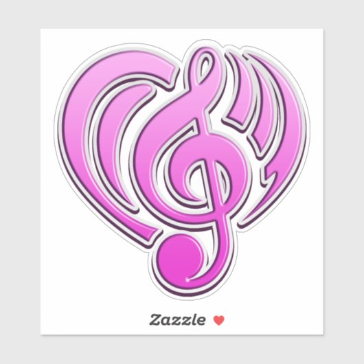 Sticker Vibrations Amour musical Coeur rose Note DJ (Feuille)
