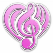 Sticker Vibrations Amour musical Coeur rose Note DJ (Devant)