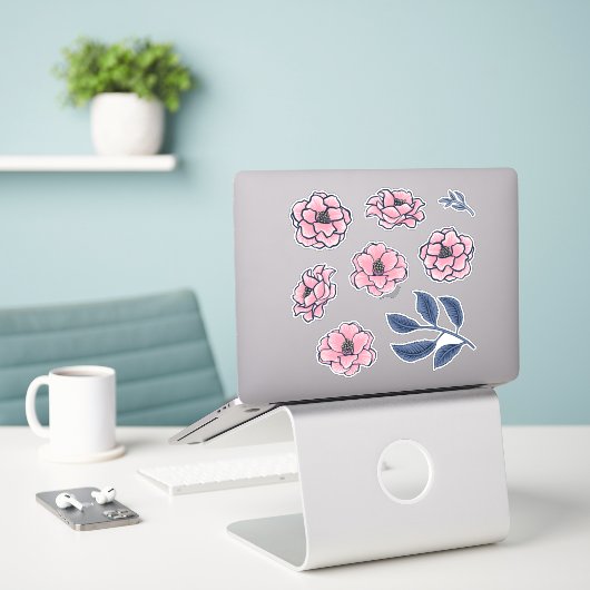 Sticker Victorian Camellia Art Pack (Ordinateur portable sur le bureau)