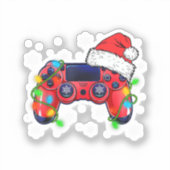 Sticker Video Game Controller Christmas Santa Hat Gamer Bo (Recto)