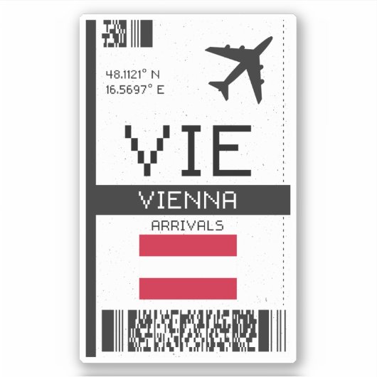 Sticker VIE Vienna Boarding Pass - Autriche Travel (Devant)
