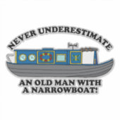 Sticker Vieil Homme Drôle avec Citation de Narrowboat (Devant)