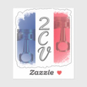 Sticker Vieille 2cv canard drapeau France  (Feuille)