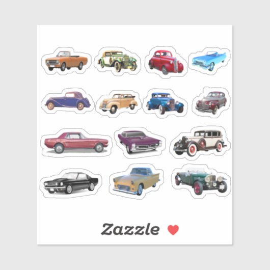 Sticker Vieilles voitures classiques (Feuille)
